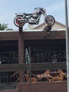 The Harley Ever '86 bar in Laredo. If I had a Harley I'd do the same - stick it on the roof and go buy a Triumph...